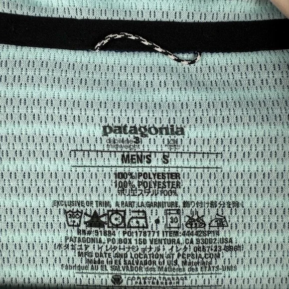 Patagonia Men’s Striped Blue Lightweight Layer Collared 3/4 Zip Activewear Small - Picture 6 of 11